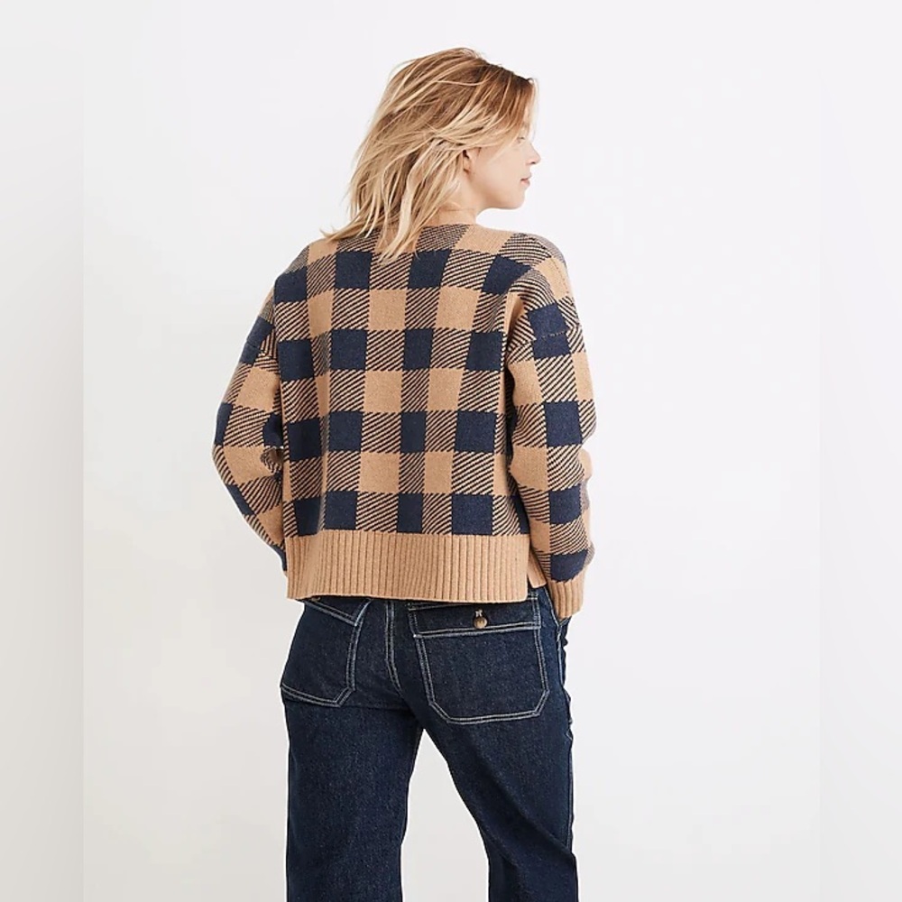 Madewell Bayberry Cardigan Sweater in Buffalo Check size XS - Picture 2 of 7